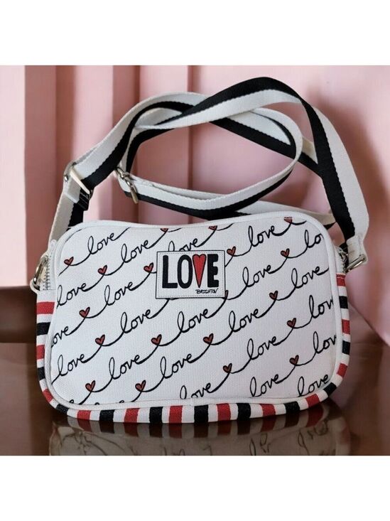 Brighton Handbags - Brighton "LOVE SCROLL" Canvas Crossbody Bag
